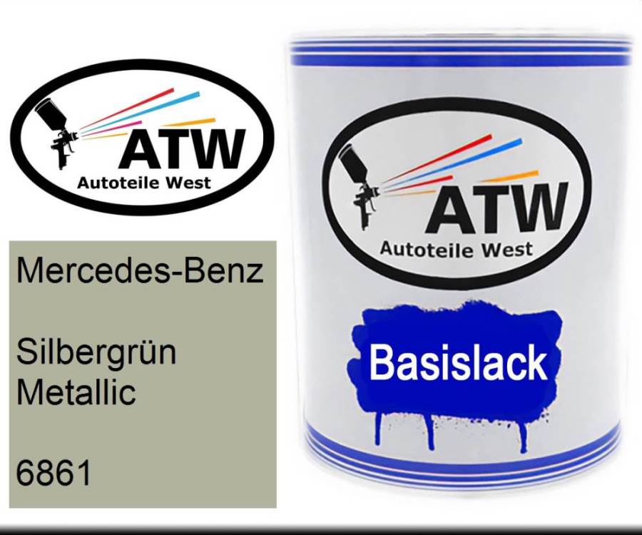 Mercedes-Benz, Silbergrün Metallic, 6861: 1L Lackdose, von ATW Autoteile West.